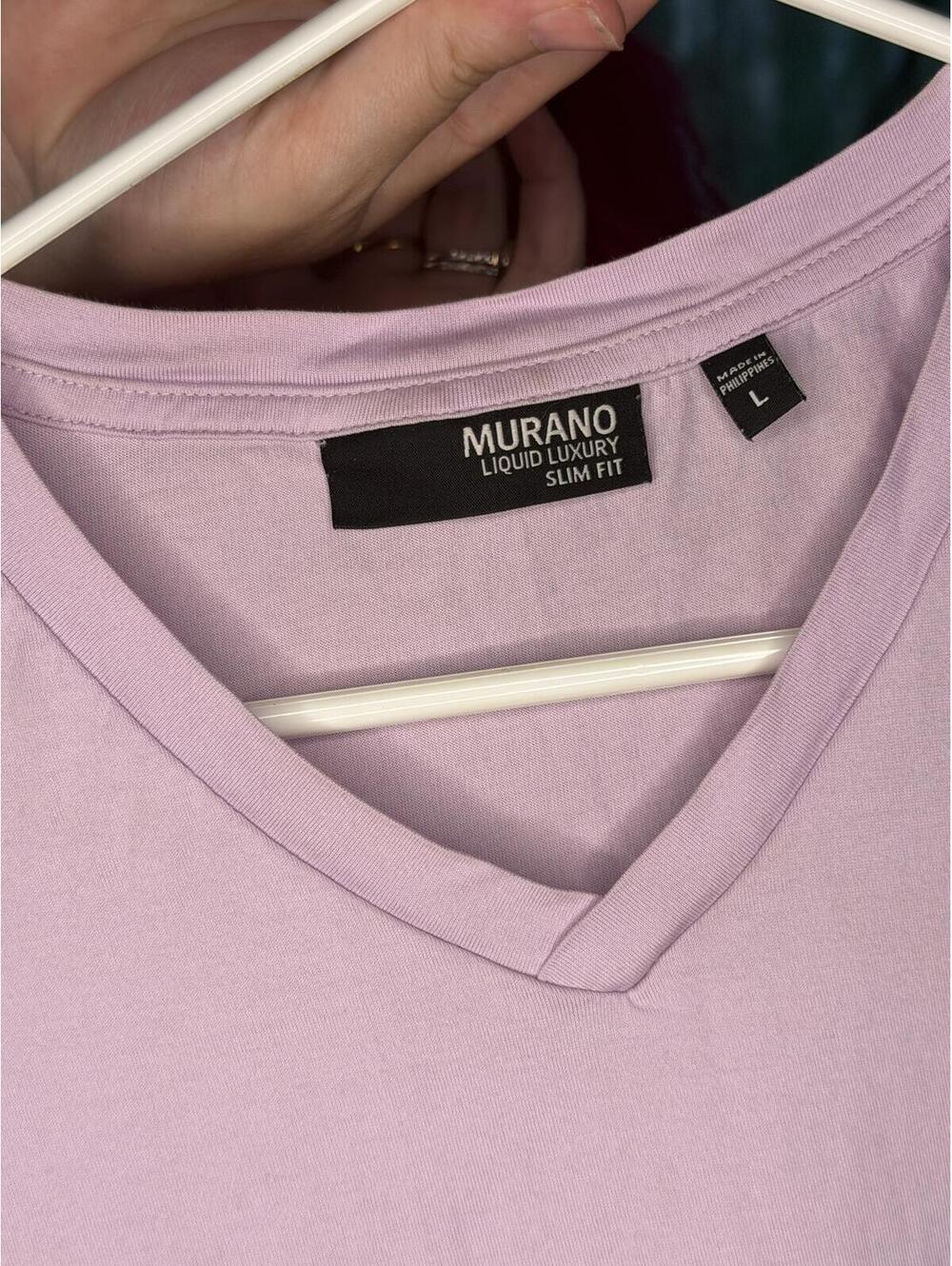 Murano Liquid Luxury Slim Fit V-Neck T-Shirt - Light Purple,